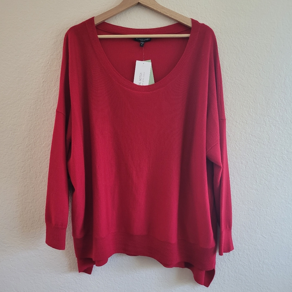 Eileen Fisher red merino wool long sleeve size 1X